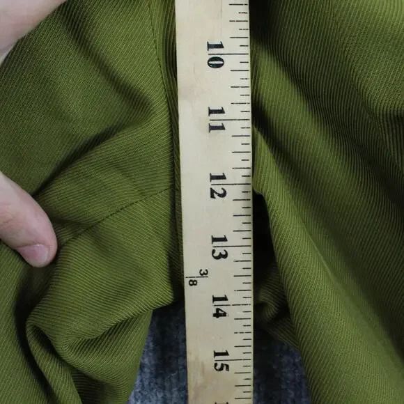 The Fold Pants 6 Talia Pleated Wool Straight Leg Trouser Olive Green Work Office